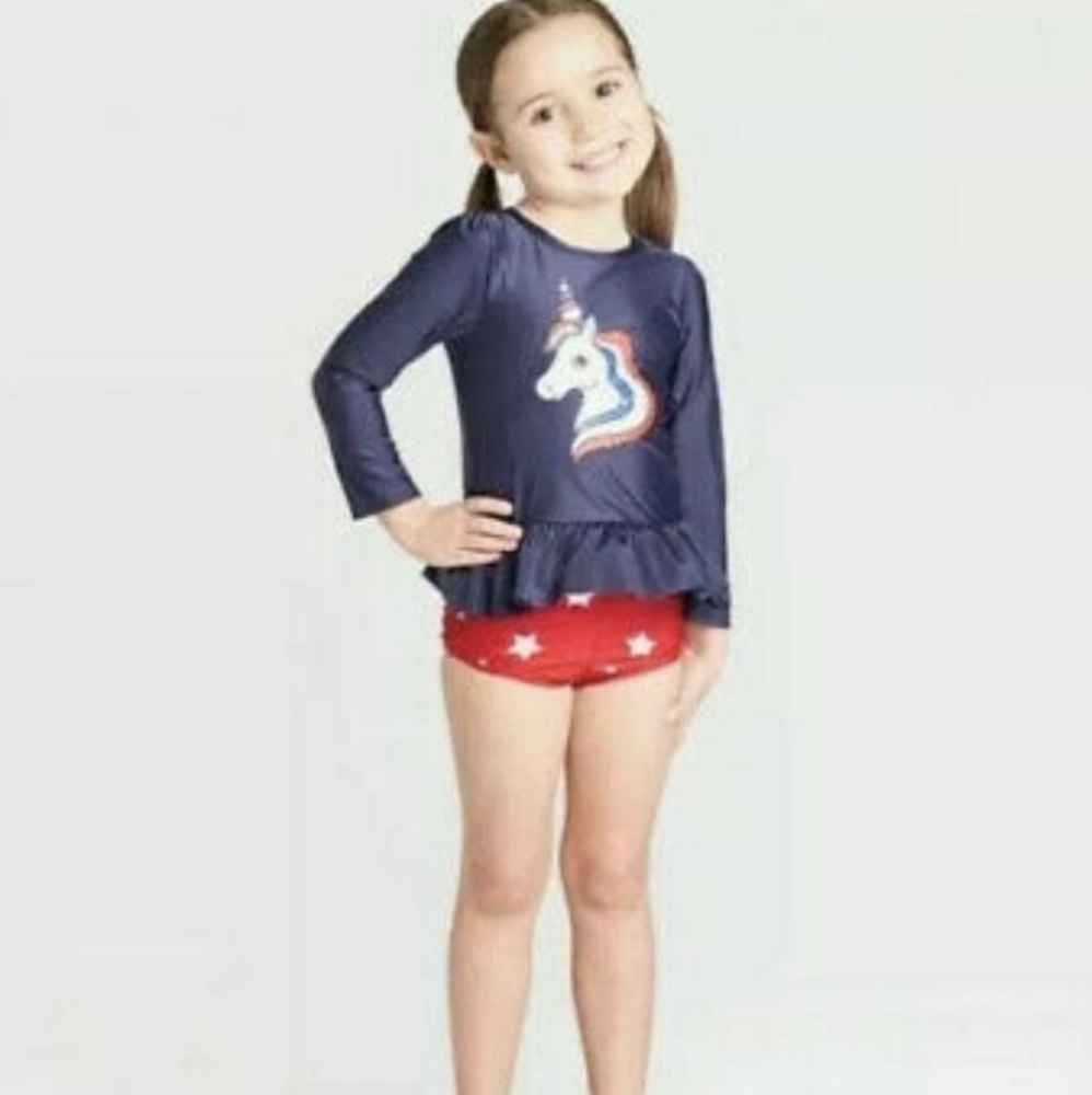 Unicorn rash guard swimsuit
